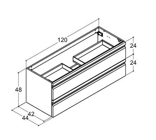 Dansani Luna vaskeskab 120*48 til dobbeltvask - Hvid mat lak