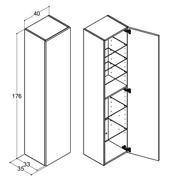 Dansani Luna Urban højskab 40 - Venstrehængslet - Hvid mat Dansani Luna Urban højskab 40 - Venstrehængslet - Hvid mat