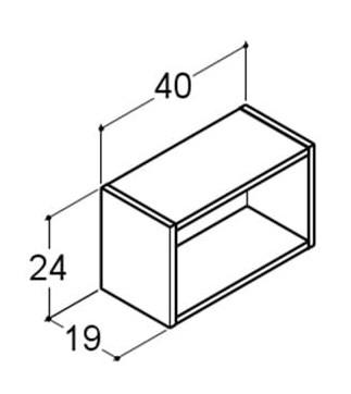Dansani Luna &aring;ben hylde 40 x 19 cm - Hvid mat