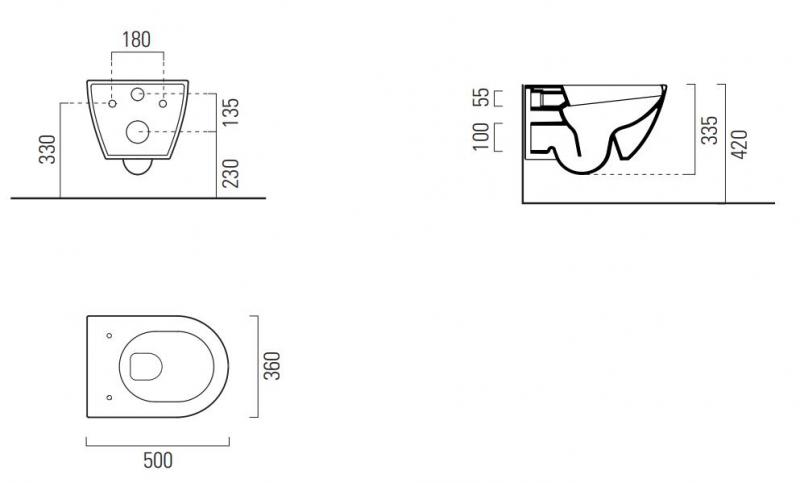 GSI Pura Creta 50 toiletpakke inkl. s&aelig;de m. softclose, cisterne og mat sort betjening