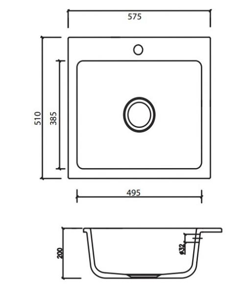 Lavabo Mera 57 porcel&aelig;nsk&oslash;kkenvask m/k&oslash;kkenarmatur i poleret messing