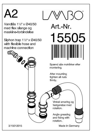 Lavabo A2 - Flex vandl&aring;s 1&frac12;" x 40/50 mm