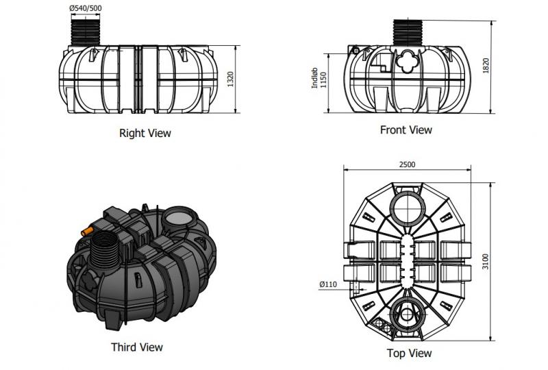WaterCare 5000 l samletank m/500 mm opf&oslash;ringsr&oslash;r uden l&aring;g