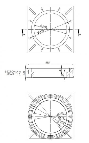 Lauridsen 315 x 100 mm firkantet karm m/ fals - H&oslash;j model