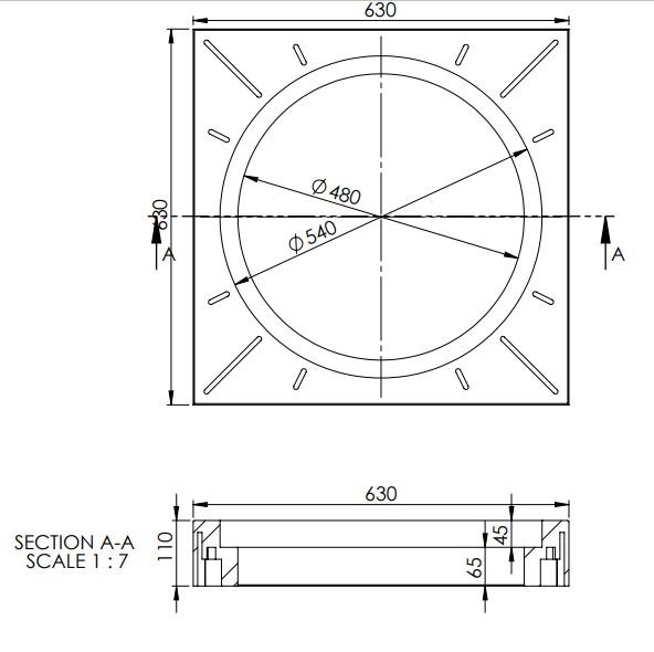 Lauridsen 425 x 110 mm firkantet karm m/ fals - H&oslash;j model