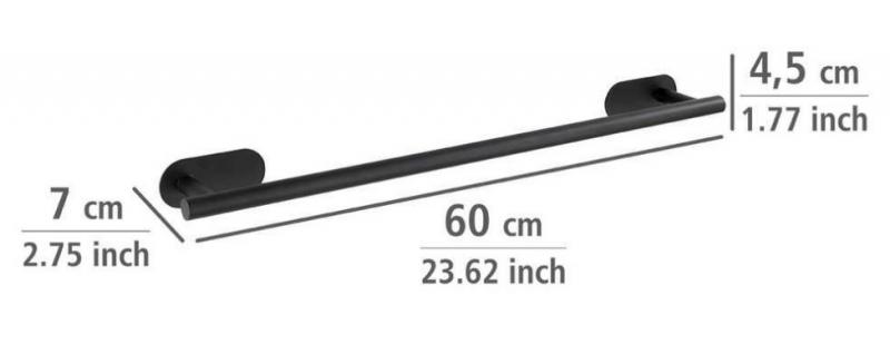 Wenko Orea h&aring;ndkl&aelig;destang 60 - Mat sort - Skruefri