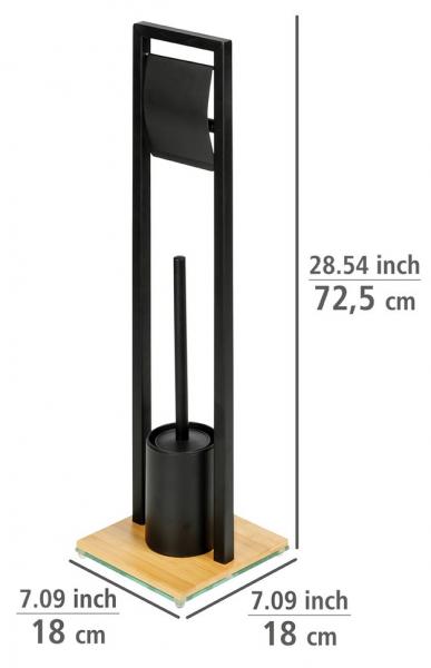 Wenko Bambusa toiletb&oslash;rste og toiletpapirholder t/gulv - Sort/bambus