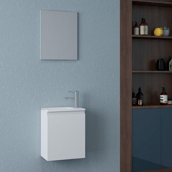 Nortiq Pisa 40 One-box møbelsæt m/låge og spejl - Mat hvid Nortiq Pisa 40 One-box møbelsæt m/låge og spejl - Mat hvid