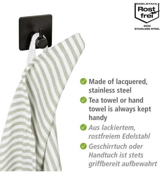 Wenko Ureo selvkl&aelig;bende kroge - 2 stk - Mat sort