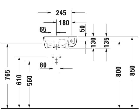 Duravit Me by Starck 40 h&aring;ndvask t/v&aelig;g - 1 hanehul til h&oslash;jre - Uden overl&oslash;b