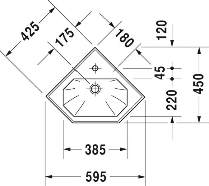 Duravit 1930 60 h&aring;ndvask t/v&aelig;g - Hj&oslash;rne
