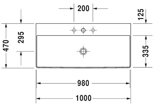 Duravit DuraSquare 100 bowlevask op til v&aelig;g - 2 hanehuller