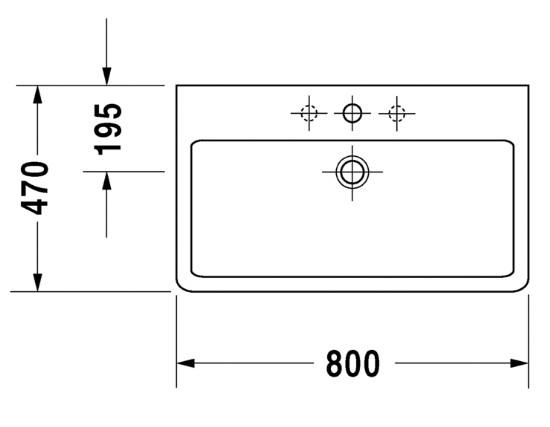 Duravit Vero 80 bowlevask op til v&aelig;g - 3 hanehuller - Wondergliss