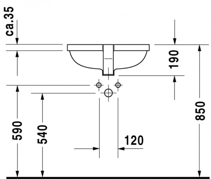 Duravit Starck 3 49 h&aring;ndvask t/underlimning - 1 hanehul - Wondergliss