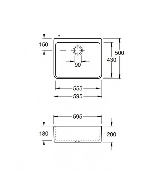 V&B Farmhouse 60X porcel&aelig;nsk&oslash;kkenvask - Hvid alpin - C+