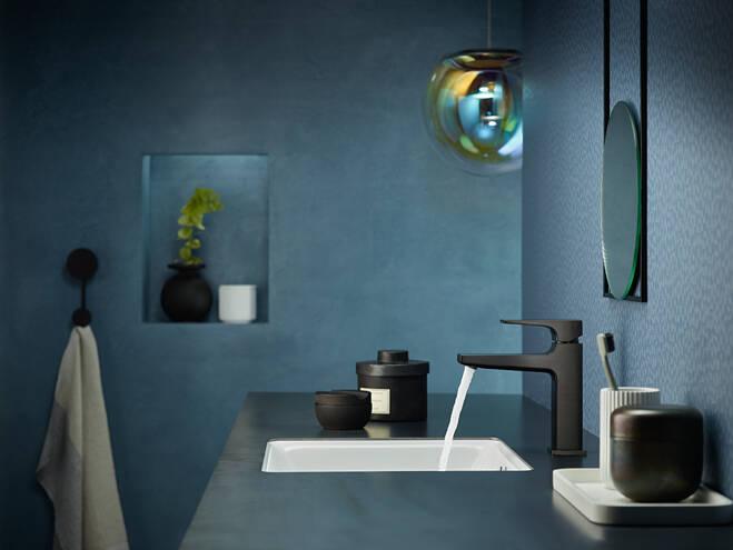 Hansgrohe Metropol 110 armatur m/push-open bundventil - B&oslash;rstet sort krom