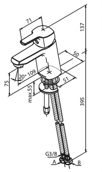 Damixa Pine S h&aring;ndvaskarmatur - Mat sort