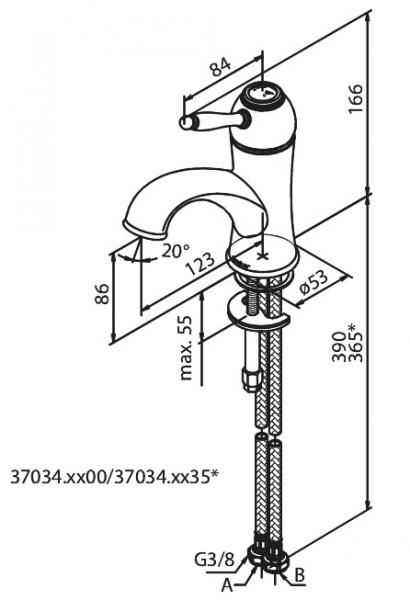 Damixa Tradition 1 grebs h&aring;ndvaskarmatur u/bundventil - Poleret kobber