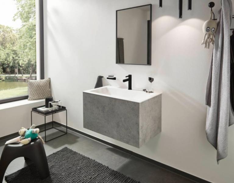 Hansgrohe Finoris 100 h&aring;ndvaskarmatur m/push-open - Mat sort