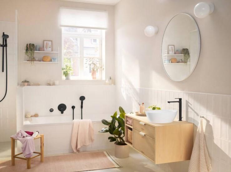 hansgrohe Rebris S 240 h&aring;ndvaskarmatur m/Coolstart og l&oslash;ft-op bundventil - Mat sort