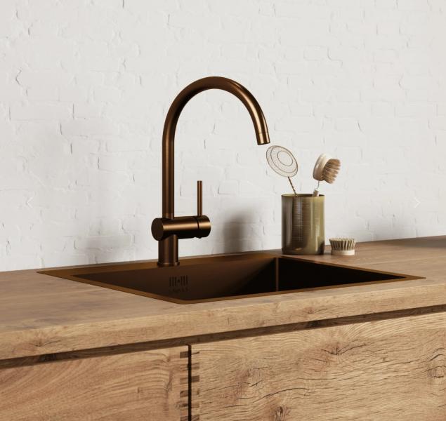 Lavabo Kubus 030 k&oslash;kkenarmatur - Bruneret messing