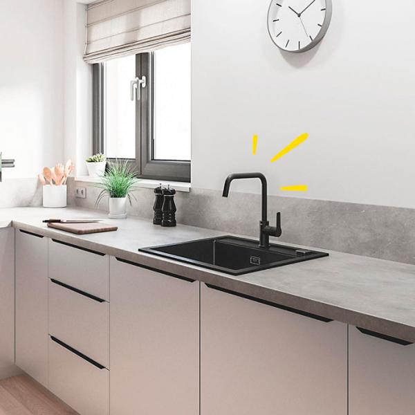 Grohe Start k&oslash;kkenarmatur m/svingtud - Mat sort