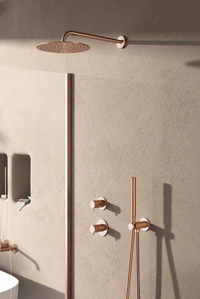 Damixa Silhouet DS 1 komplet brusesystem til indbygning - B&oslash;rstet kobber PVD