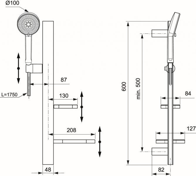 Ideal Standard Alu+ komplet brusesystem m/h&aring;ndbruser - Ros&eacute;