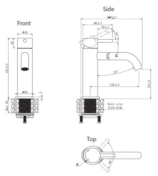 Lavabo Argo & Mira RS komplet pakke til badev&aelig;relset - Mat sort