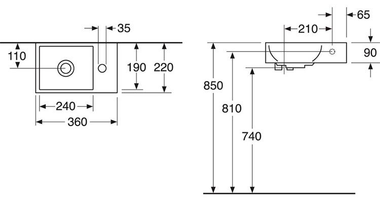 Gustavsberg Artic Small 33 m&oslash;bels&aelig;t - vask til venstre - Fersken/hvid
