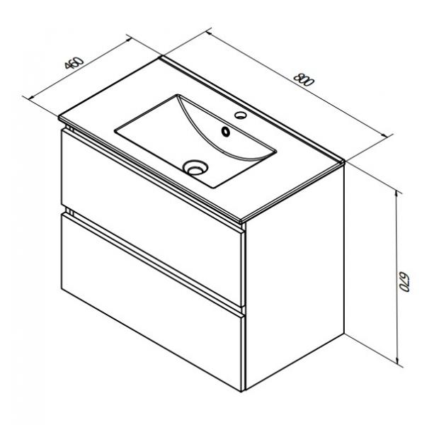Sanibell Basicline møbelsæt 80 m/integrerede greb og stenvask - Whiskey eg Sanibell Basicline møbelsæt 80 m/integrerede greb og stenvask - Whiskey eg