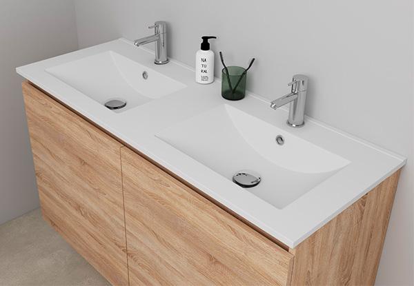 Sanibell Online 121 m&oslash;bels&aelig;t m/grebsfri l&aring;ger og dobbeltvask - Bardolino eg - Flatpack