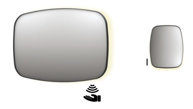 Sanibell Ink SP30 superellipse spejl m/backlight, varme og sensor 120 x 80 cm - B&oslash;rstet kobber