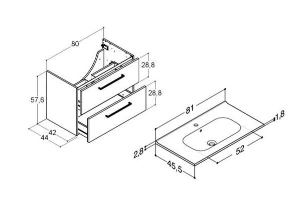 Dansani Mido+ 80 møbelsæt m/Kantate vask - Varm eg Dansani Mido+ 80 møbelsæt m/Kantate vask - Varm eg