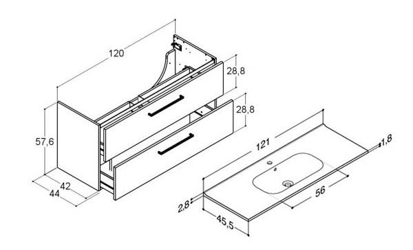 Dansani Mido+ 120 møbelsæt m/Kantate vask - Varm eg Dansani Mido+ 120 møbelsæt m/Kantate vask - Varm eg
