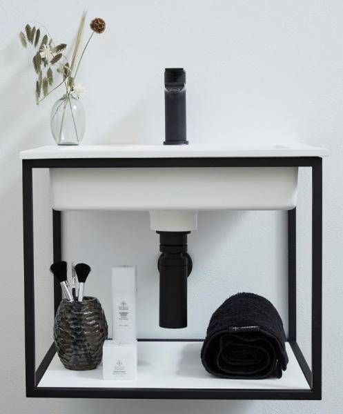 Cass&oslash;e Como 50 h&aring;ndvask t/v&aelig;g m/stel og hylde - Sort