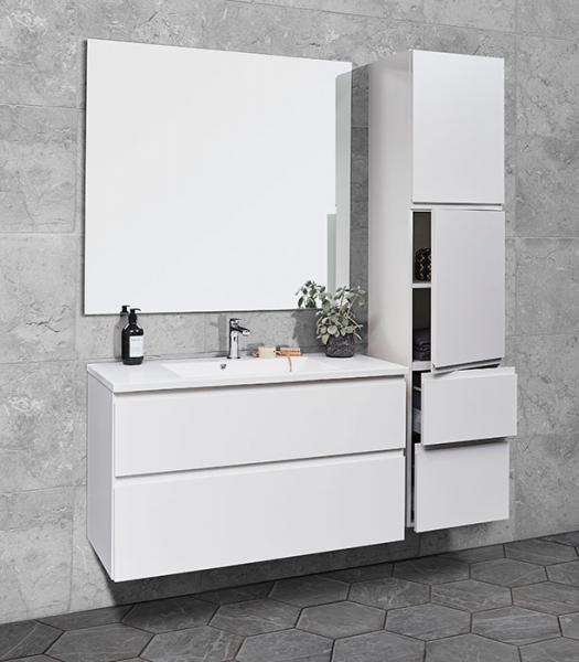 Cass&oslash;e Front h&oslash;jskab m/2 l&aring;ger og 2 skuffer - Venstreh&aelig;ngslet - Mat hvid