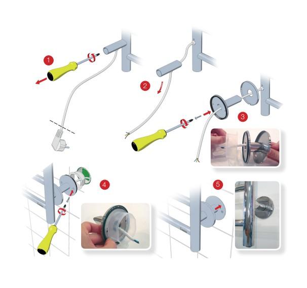 Smedbo Dry Monterings s&aelig;t for skjult el-tilslutning - Mat sort