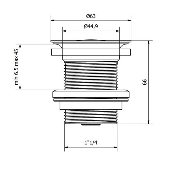 Flo bundventil til vaske uden overløb - Hvid mat Flo bundventil til vaske uden overløb - Hvid mat