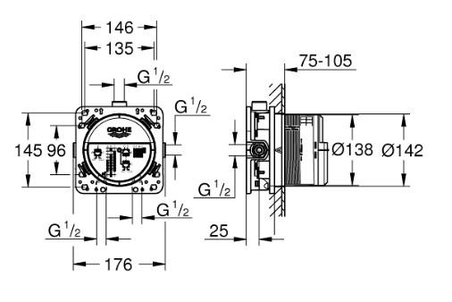 Grohe komplet indbygningspakke til badekar inkl/termostat og SmartActive - Børstet Cool Sunrise Grohe komplet indbygningspakke til badekar inkl/termostat og SmartActive - Børstet Cool Sunrise