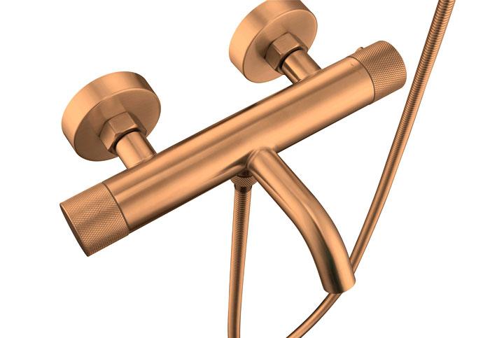 Cassøe komplet badekararmatur m/crystal cut - Børstet kobber Cassøe komplet badekararmatur m/crystal cut - Børstet kobber