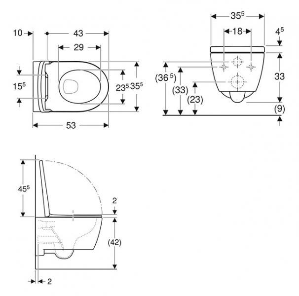 Geberit iCon mat hvid v&aelig;gh&aelig;ngt toilet inkl. s&aelig;de m/SoftClose, h&oslash;j cisterne og betjening i hvid