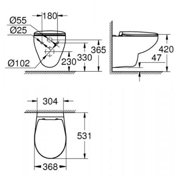 Grohe Bau Rimless toiletpakke inkl. sæde m/softclose, cisterne og hvid betjening Grohe Bau Rimless toiletpakke inkl. sæde m/softclose, cisterne og hvid betjening
