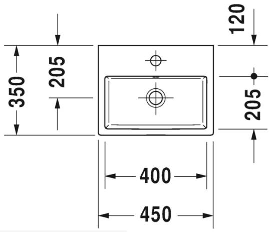 Duravit Vero Air 45 håndvask t/væg eller møbel - 1 hanehul Duravit Vero Air 45 håndvask t/væg eller møbel - 1 hanehul