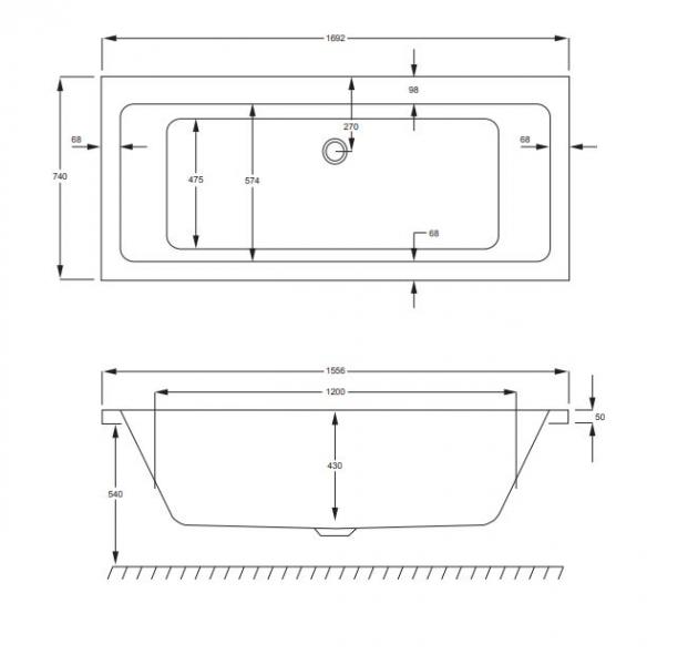 Strømberg Quantum badekar t/indbygning - 170 x 75 - 2 ryglæn Strømberg Quantum badekar t/indbygning - 170 x 75 - 2 ryglæn