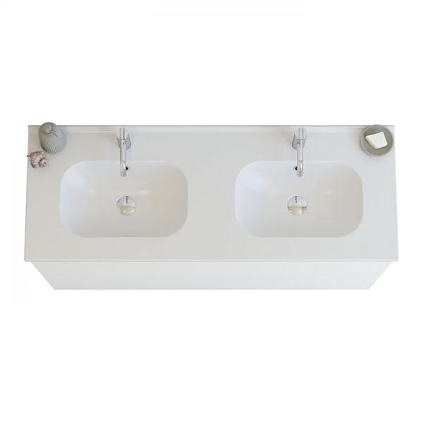 Dansani Luna 121 møbelsæt m/dobbelt Kantate vask, høj skuffe og indretning - Hvid mat Dansani Luna 121 møbelsæt m/dobbelt Kantate vask, høj skuffe og indretning - Hvid mat