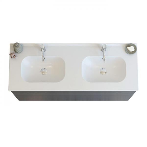 Dansani Luna 121 møbelsæt m/dobbelt Kantate vask, høj skuffe og indretning - Grå mat Dansani Luna 121 møbelsæt m/dobbelt Kantate vask, høj skuffe og indretning - Grå mat