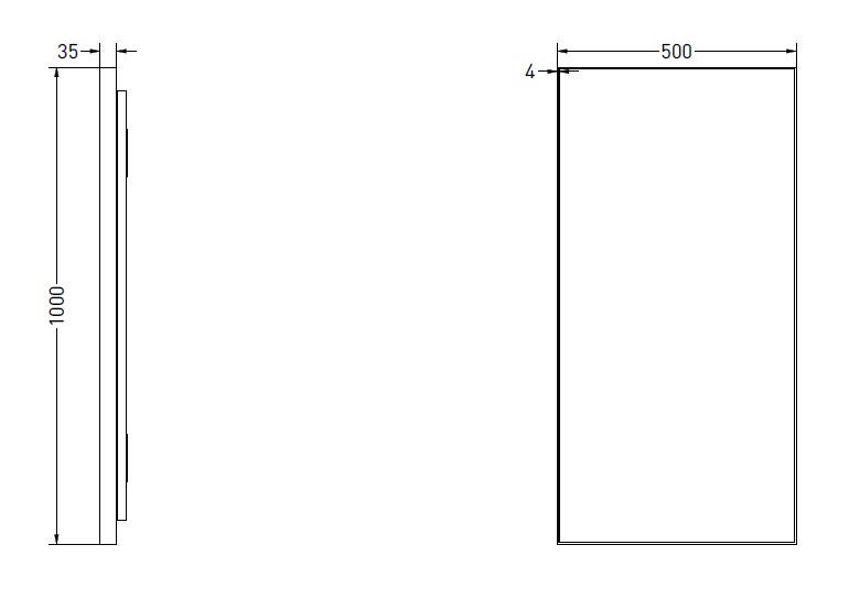 Sanibell Ink SP32 firkantet spejl m/backlight, varme og sensor 50 x 100 cm - B&oslash;rstet kobber