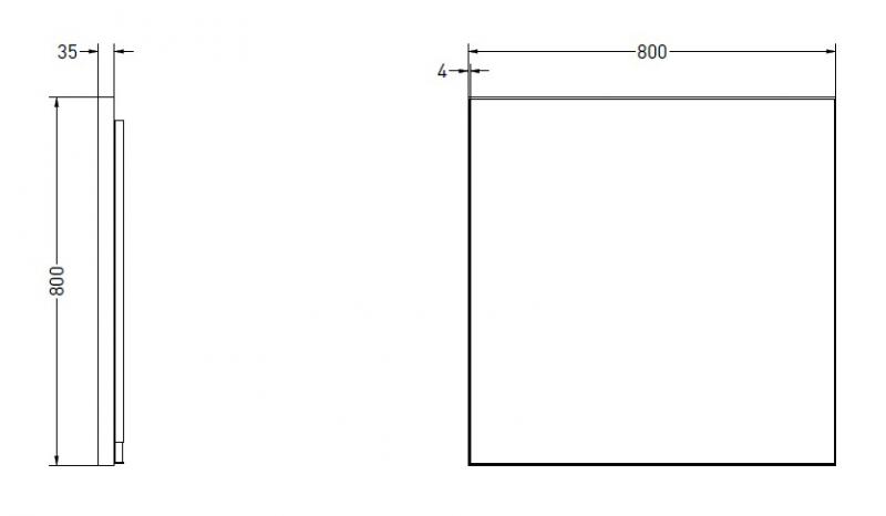 Sanibell Ink SP32 firkantet spejl m/backlight, varme og sensor 80 x 80 cm - B&oslash;rstet rustfrit st&aring;l