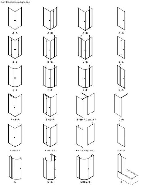 Dansani Match B+B bruseniche m/foldedøre - 80x80 cm - Klar glas/mat krom Dansani Match B+B bruseniche m/foldedøre - 80x80 cm - Klar glas/mat krom